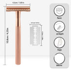 Safety Razor with Brass Weighted Handle and 5 Double Edge Safety Blade Refills,Single Blade Razor for Men, Designed for Coarse