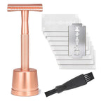 Safety Razor with Brass Weighted Handle and 5 Double Edge Safety Blade Refills,Single Blade Razor for Men, Designed for Coarse